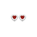 Sterling-Silver-Red-Glass-Heart-Polish-Frame-Studs Sale