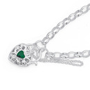 Silver-Green-Cubic-Zirconia-Padlock-Bracelet Sale