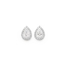 Sterling-Silver-Pear-Cubic-Zirconia-Halo-Stud-Earrings Sale