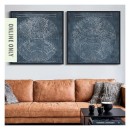 Design-Republique-World-Map-Blue-2-Piece-Framed-Canvas Sale