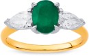 10ct-Element-Lab-Grown-Diamond-Pear-Shaped-Shoulder-with-Natural-Emerald-Centre-Ring Sale