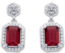 Sterling-Silver-Red-White-Cubic-Zirconia-Drop-Earrings Sale