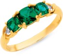 9ct-Created-Emerald-Diamond-Trilogy-Crossover-Ring Sale