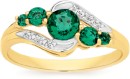 9ct-Created-Emerald-Diamond-Swirl-Ring Sale