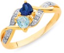 9ct-Created-Sapphire-Blue-Topaz-Diamond-Swirl-Ring Sale