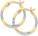 9ct-Two-Tone-2x18mm-Diamond-Cut-Hoops Sale