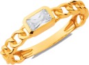 9ct-Cubic-Zirconia-Rectangle-Rubover-Chain-Link-Ring Sale