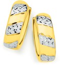 9ct-Two-Tone-Diamond-cut-Huggie-Earrings Sale