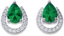 Sterling-Silver-Green-Cubic-Zirconia-Horseshoe-Studs Sale