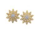 9ct-Diamond-Fancy-Flower-Stud-Earrings Sale