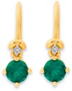 9ct-Created-Emerald-Diamond-Hook-Earrings Sale