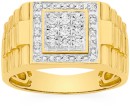 9ct-Diamond-Set-Square-Top-Gents-Ring Sale