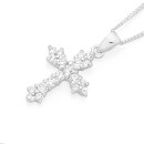 Sterling-Silver-Cubic-Zirconia-Flared-Cross-Pendant Sale