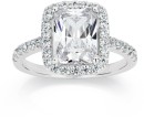 Sterling-Silver-Emerald-Cut-Cubic-Zirconia-with-Border-Ring Sale