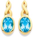 9ct-Oval-Swiss-Blue-Topaz-Earrings Sale