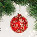 Christmas-Wishes-Red-Gold-Textured-Glass-Bauble Sale