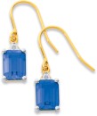 9ct-Created-Ceylon-Sapphire-Diamond-Hook-Earrings Sale