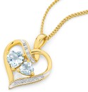 9ct-Aquamarine-Diamond-Heart-Pendant Sale