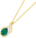 9ct-Created-Emerald-Diamond-Swirl-Pendant Sale