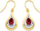 9ct-Two-Tone-Created-Ruby-Diamond-Hook-Earrings Sale