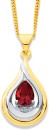 9ct-2-Tone-Created-Ruby-Diamond-Swirl-Pendant Sale