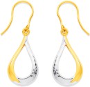 9ct-Two-Tone-Diamond-Cut-Open-Teardrop-Hook-Earrings Sale