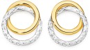 9ct-Two-Tone-Diamond-Cut-Double-Circle-Stud-Earrings Sale