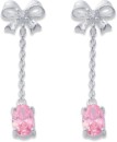 Sterling-Silver-Pink-Cubic-Zirconia-Bow-Kids-Earrings Sale