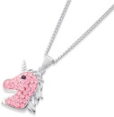 Sterling-Silver-Pink-Crystal-Unicorn-Kids-Pendant Sale