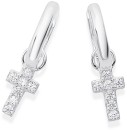 Sterling-Silver-Cubic-Zirconia-Cross-on-Huggies Sale