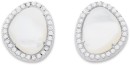 Sterling-Silver-Mother-Of-Pearl-Organic-Shaped-Halo-Stud-Earrings Sale