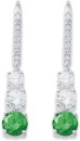 Sterling-Silver-Green-White-Cubic-Zirconia-Earrings Sale