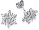 Sterling-Silver-Cubic-Zirconia-Snowflake-Earrings Sale