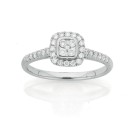 9ct-White-Gold-Diamond-Cushion-Shape-Ring Sale