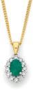 9ct-Emerald-Diamond-Oval-Frame-Pendant Sale