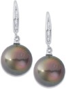 9ct-White-Gold-Tahitian-Pearl-Diamond-Earrings Sale