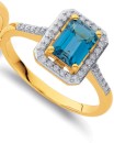 9ct-London-Blue-Topaz-Diamond-Emerald-Cut-Ring Sale