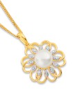 9ct-Freshwater-Pearl-Diamond-Petals-Pendant Sale