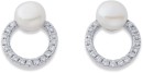 Sterling-Silver-Cubic-Zirconia-Circle-with-Freshwater-Pearl-Studs Sale