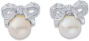 Sterling-Silver-Cubic-Zirconia-Bow-with-Freshwater-Pearl-Studs Sale