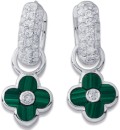 Sterling-Silver-Malachite-Clover-with-Cubic-Zirconia-Hoops Sale