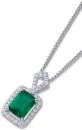 Sterling-Silver-Green-Cubic-Zirconia-Rectangle-Halo-Pendant Sale