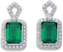 Sterling-Silver-Green-Cubic-Zirconia-Rectangle-Halo-Studs Sale