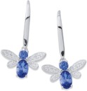 Sterling-Silver-Blue-Oval-Cubic-Zirconia-Bee-Earrings Sale