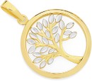 9ct-Two-Tone-Diamond-Cut-Tree-of-Life-Circle-Pendant Sale