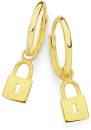 9ct-9mm-Lock-Drop-Huggie-Earrings Sale