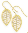 9ct-Diamond-Cut-Open-Leaf-Hook-Drop-Earrings Sale