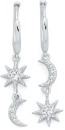 Sterling-Silver-Cubic-Zirconia-Star-and-Moon-Hoop-Drop-Earrings Sale