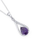 Sterling-Silver-Pear-Violet-Cubic-Zirconia-Loop-Pendant Sale