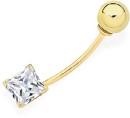 9ct-Square-Cubic-Zirconia-Belly-Bar Sale